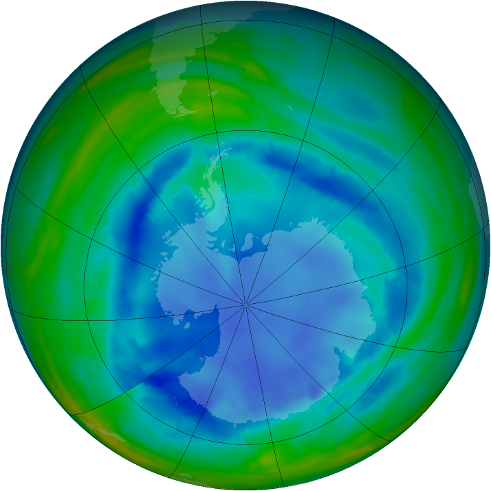 Antarctic ozone map for 17 August 2008